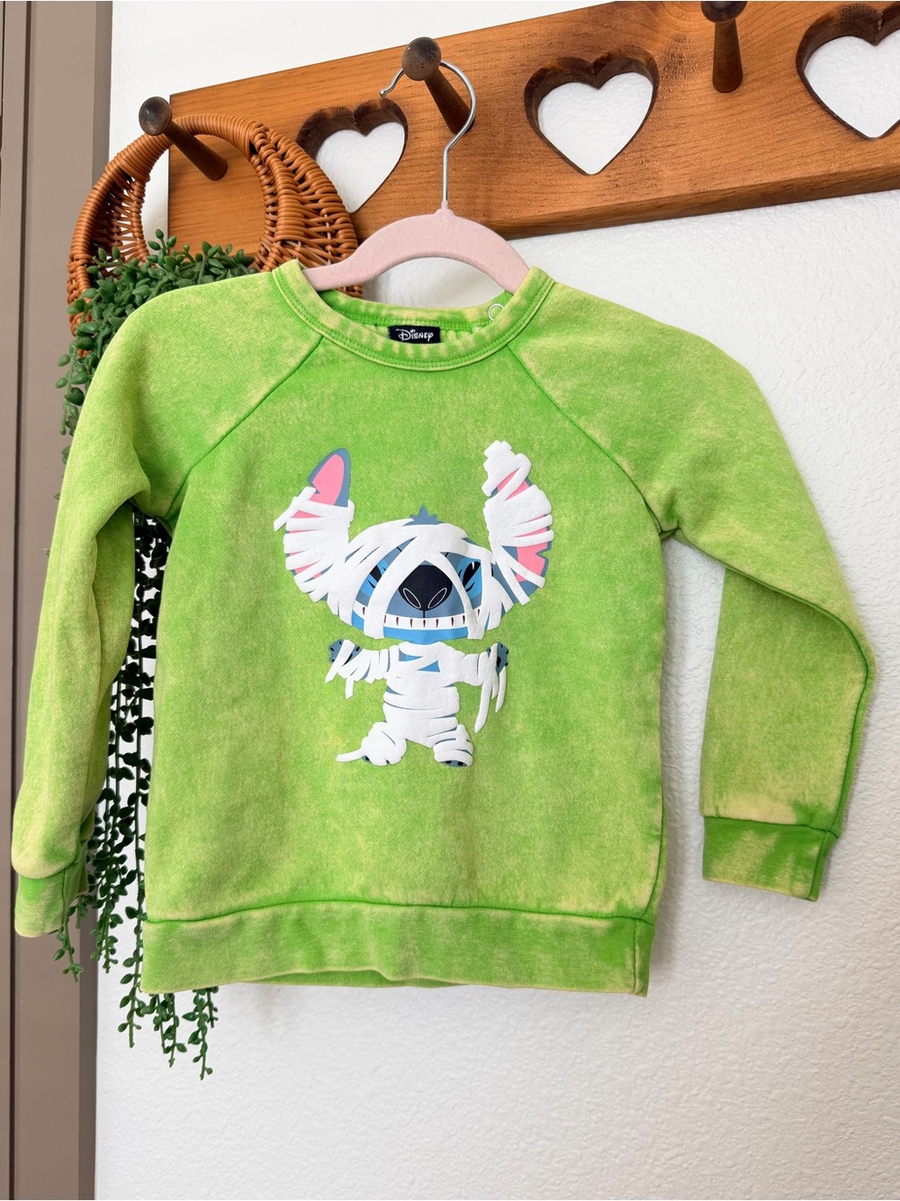 Disney Stitch Mummy Halloween Sweatshirt Toddler 2T Green Our Universe NWT